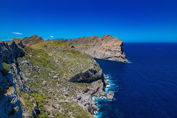 A rugged coast on a sunny summer day without clouds in Majorca, Spain 2018