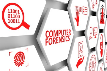 COMPUTER FORENSICS concept cell background 3d illustration - obrazy, fototapety, plakaty