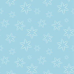 Naklejka na ściany i meble White floral seamless pattern on blue background