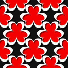 Seamless abstract geometric 3d pattern. Black and red background