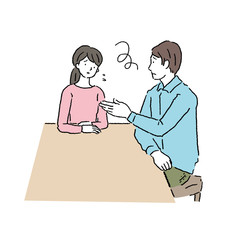 話し合いをする　男女　イラスト