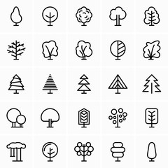 Tree and spruce icons - obrazy, fototapety, plakaty