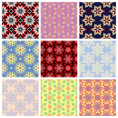Floral seamless pattern. Colored set with flower elements. 