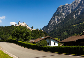 Fototapeta na wymiar View of the hohenwerfen castle in Austria.