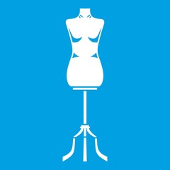 Sewing mannequin icon white isolated on blue background vector illustration