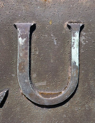 Written Wording in Distressed State Typography Found Letter U