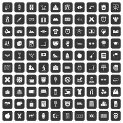100 alarm clock icons set in black color isolated vector illustration