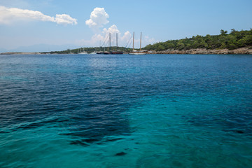 Transparent sea water in the bay