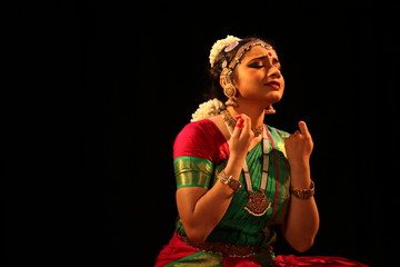 bharathanatyam is one of the classical dance forms of india,from the state of tamil nadu.the picture is from a stage performance