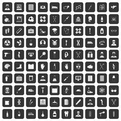 100 ambulance icons set in black color isolated vector illustration