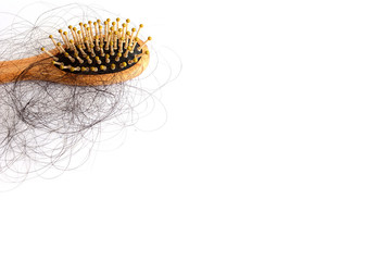 Hair loss, hair fall everyday serious problem, on white background.