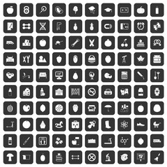 100 apple icons set in black color isolated vector illustration