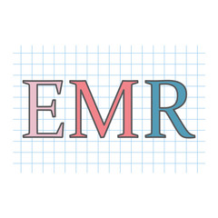 EMR (Electronic Medical Record) written on checkered paper sheet- vector illustration