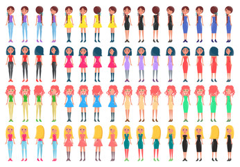 Animated Young Girl in Casual and Elegant Outfits