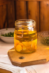 garlick vegetable oil - oil with garlic. food background