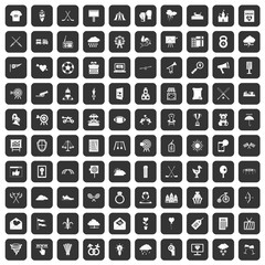 100 arrow icons set in black color isolated vector illustration