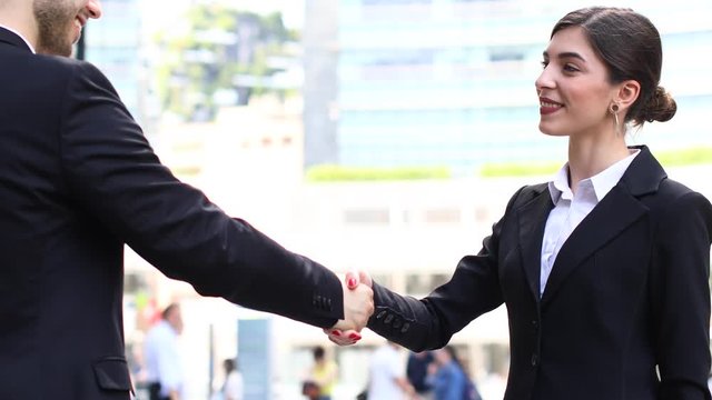 Handshake between business people outdoor