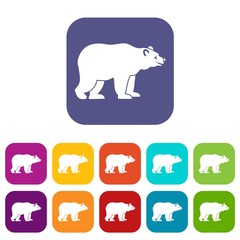 Bear icons set vector illustration in flat style in colors red, blue, green, and other