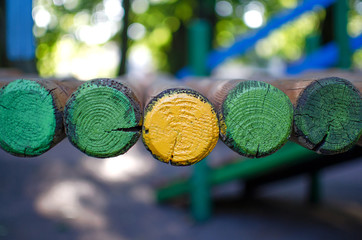 Detail of wooden log ends