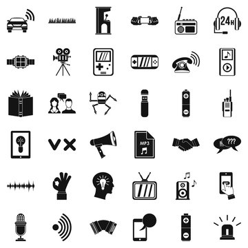 Stereo music icons set. Simple style of 36 stereo music vector icons for web isolated on white background