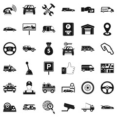 Auto rental icons set. Simple style of 36 auto rental vector icons for web isolated on white background
