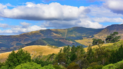 Fototapeta na wymiar Mountains and ridges at Lyttelton, Canterbury, New Zealand