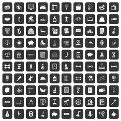 100 balance icons set in black color isolated vector illustration