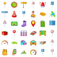 Parking icons set. Cartoon style of 36 parking vector icons for web isolated on white background