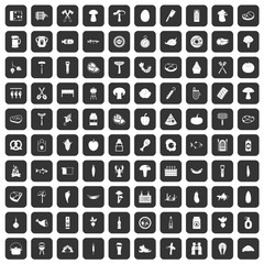 100 barbecue icons set in black color isolated vector illustration