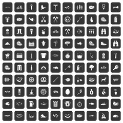100 BBQ icons set in black color isolated vector illustration