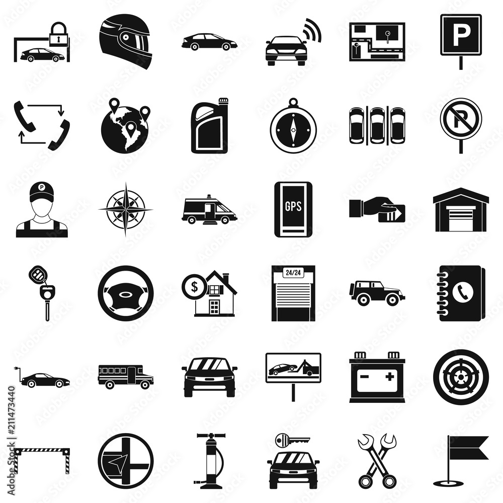 Aufkleber auto service icons set. simple style of 36 auto service vector icons for web isolated on white backg