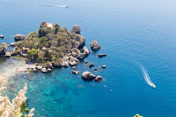 View of Isola Bella in Taormina, Sicily, Italy - obrazy, fototapety, plakaty