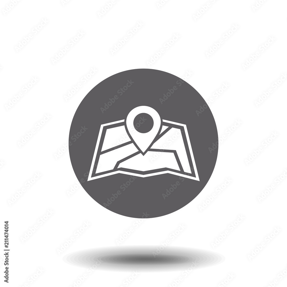 Poster map icon. vector image of a location icon. search pointer on navigation isolated on white. line symb