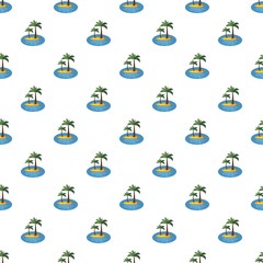 Island with palm trees pattern seamless repeat in cartoon style vector illustration