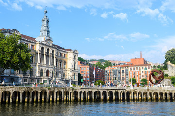bilbao city hall views, close to nervion river, Spain