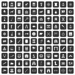 100 binoculars icons set in black color isolated vector illustration