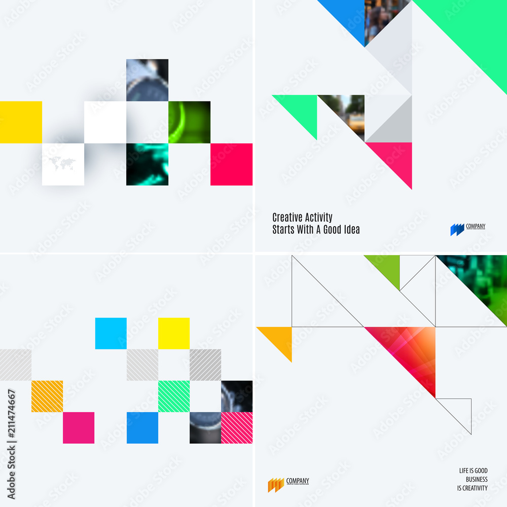 Poster abstract design of colourful vector elements for modern background with rectangular shapes for busin