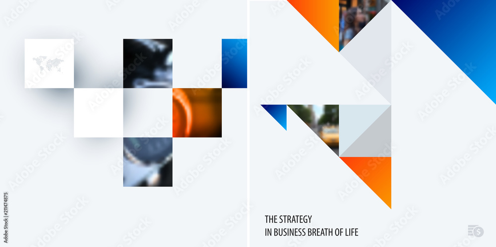 Poster set of modern design abstract templates. creative business background with colourful triangles for p