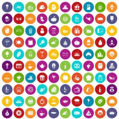 100 bounty icons set in different colors circle isolated vector illustration