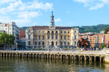 bilbao city hall views, close to nervion river, Spain