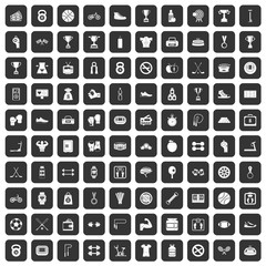 100 boxing icons set in black color isolated vector illustration