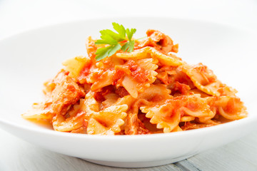 Piatto di pasta al ragù di pesce, Mediterranean food 