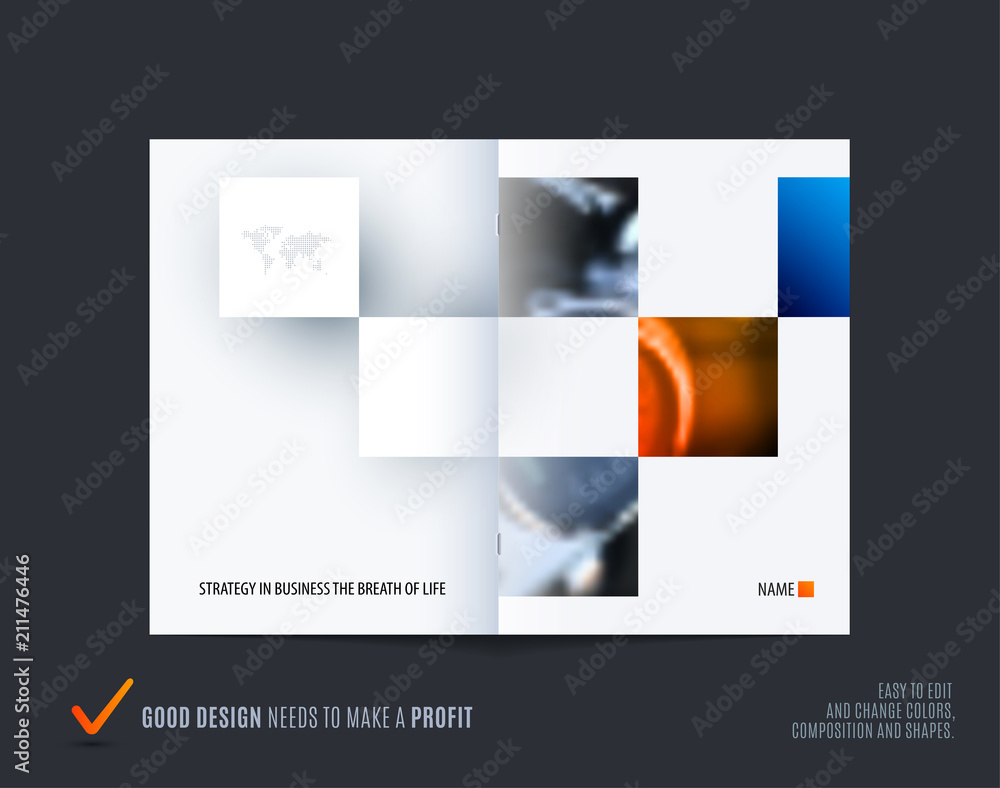 Poster square design presentation template with colourful rectangles shadows. abstract vector set of modern