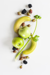 Yellow green fruit on a white background