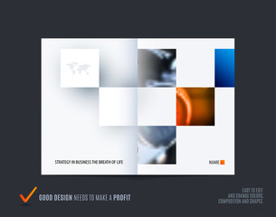 Square design presentation template with colourful rectangles shadows. Abstract vector set of modern horizontal banners