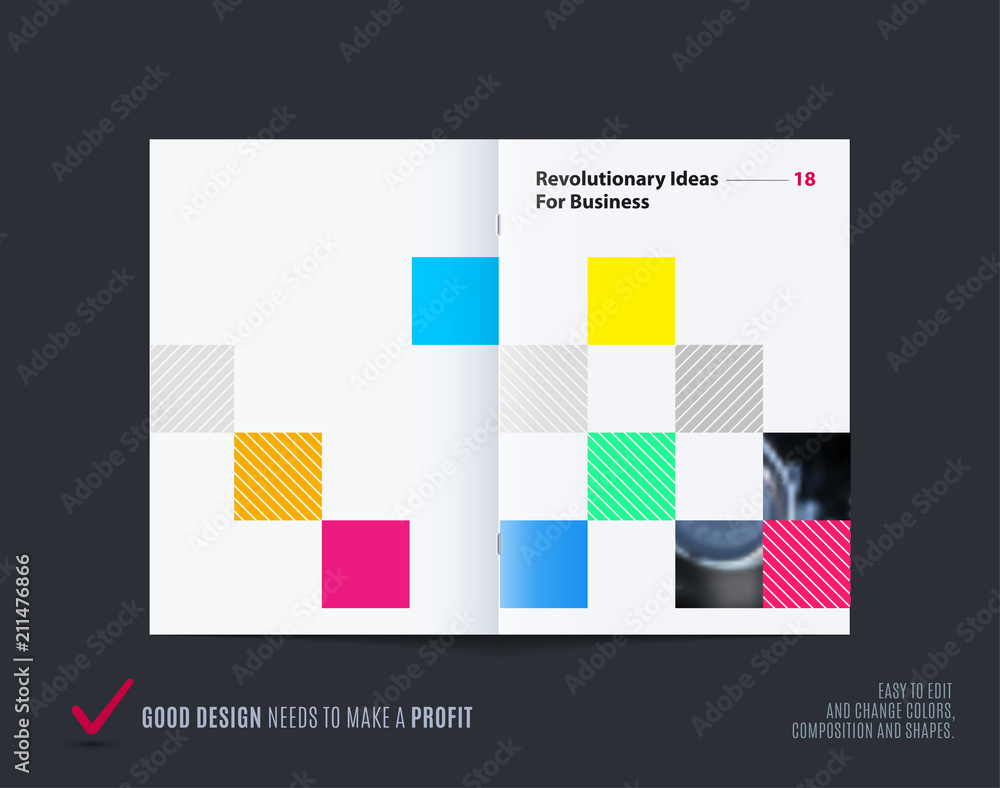 Poster square design presentation template with colourful rectangles shadows. abstract vector set of modern