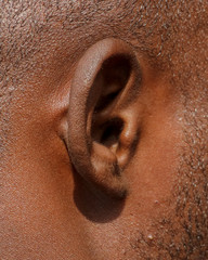 Ear in a man with black skin