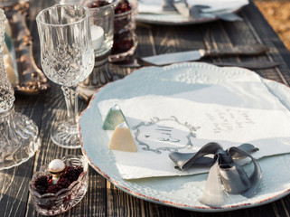 details of the decor of the festive table