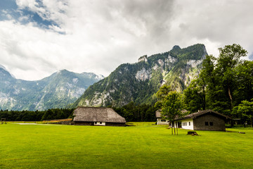 Fototapeta na wymiar Panorama of the mountain valley near Konigsee lake
