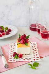 Lemon Semifreddo with Raspberries